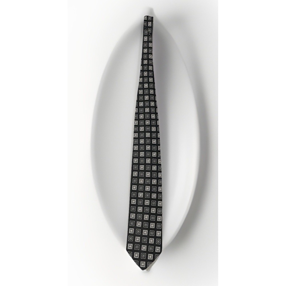 Man About Town Alexander Julian 100% Silk Tie American‎ Modern Black White